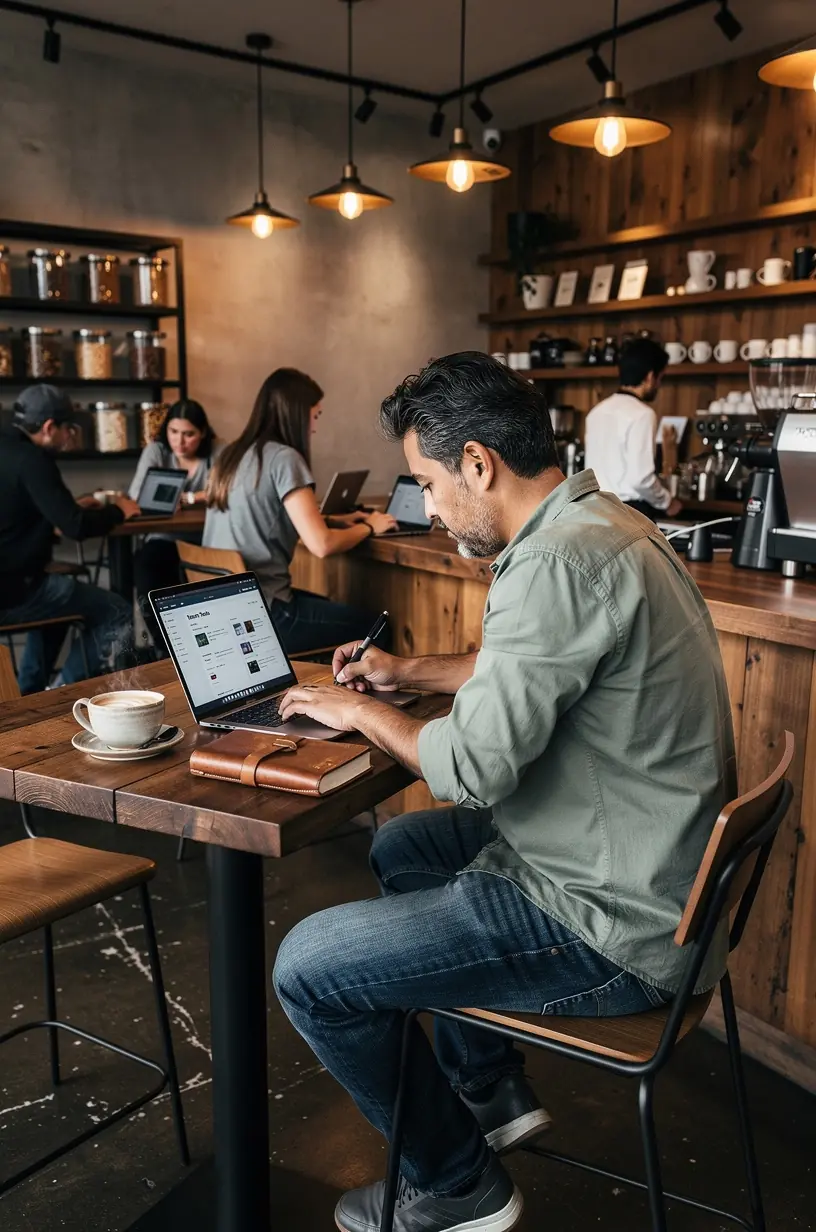 Team collaborating remotely using digital work tools